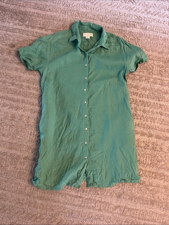 C&C California Dresses & Skirts - C&C California Green Short-Sleeve Button-Down 100% Linen Mini Dress Large